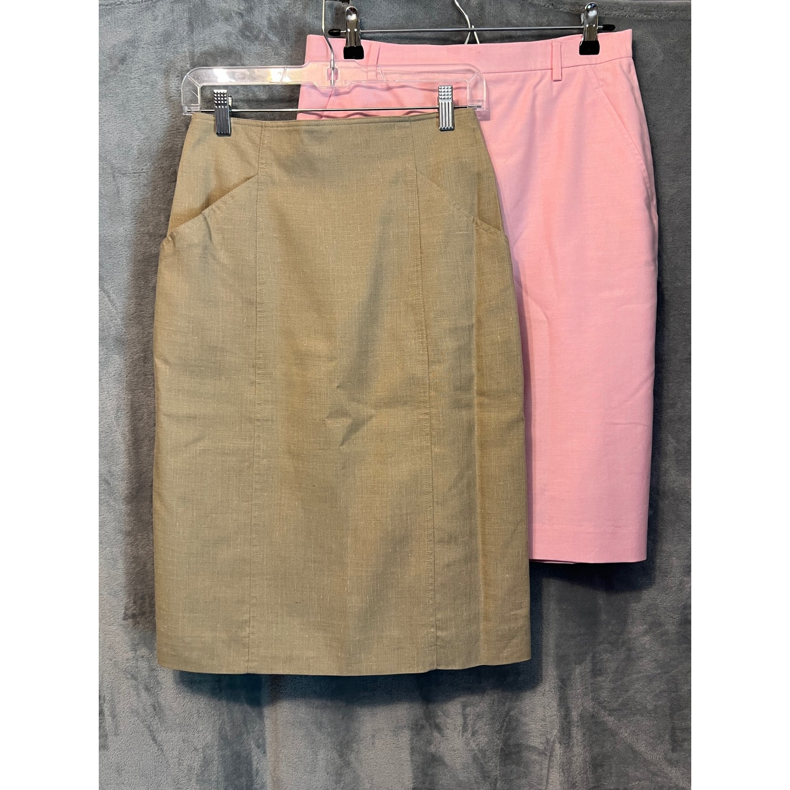 Vintage Pencil Skirt Lot Brooks Brothers Evan Picone Pink Tan 8 80's 90's